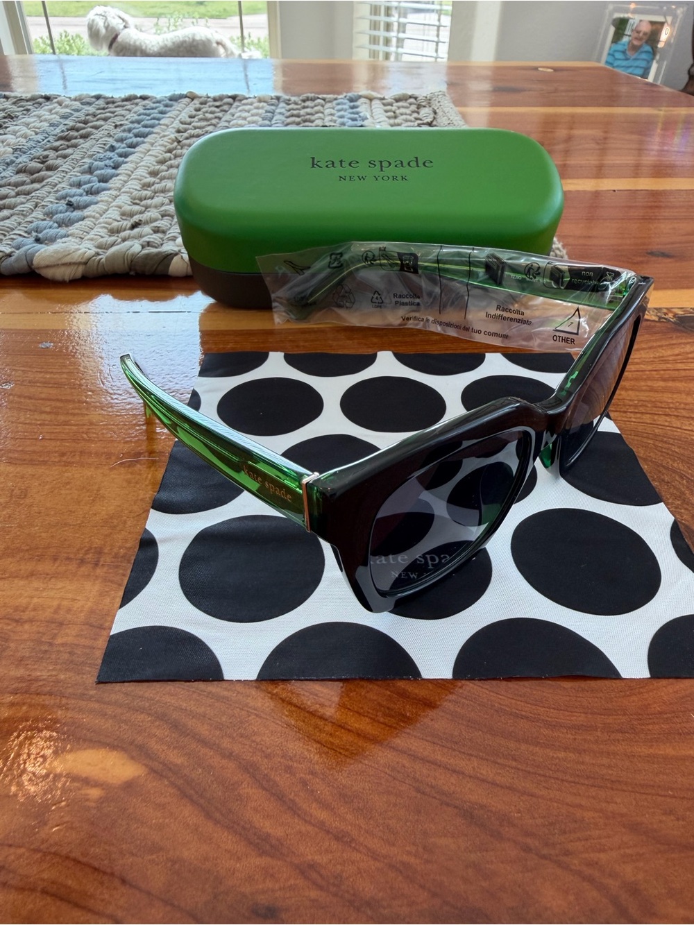 kate spade Black Frame with Green Temples Women's Sunglasses